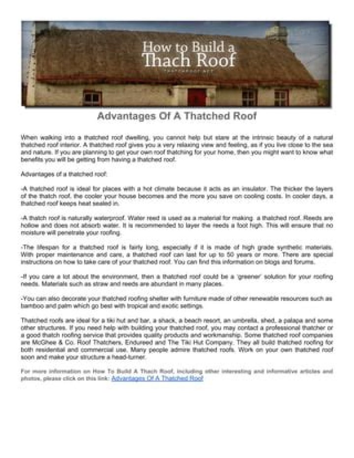 What are the advantages of having a thatched roof