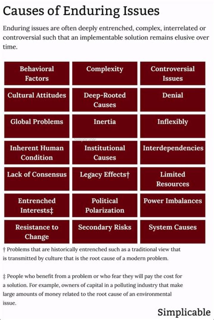 What are the five enduring issues